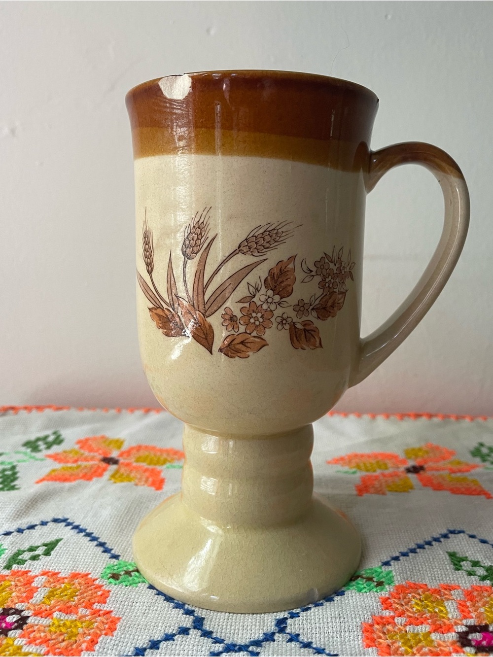 Vintage Multi Tone Wheat Leaves Coffee Cup 🌾